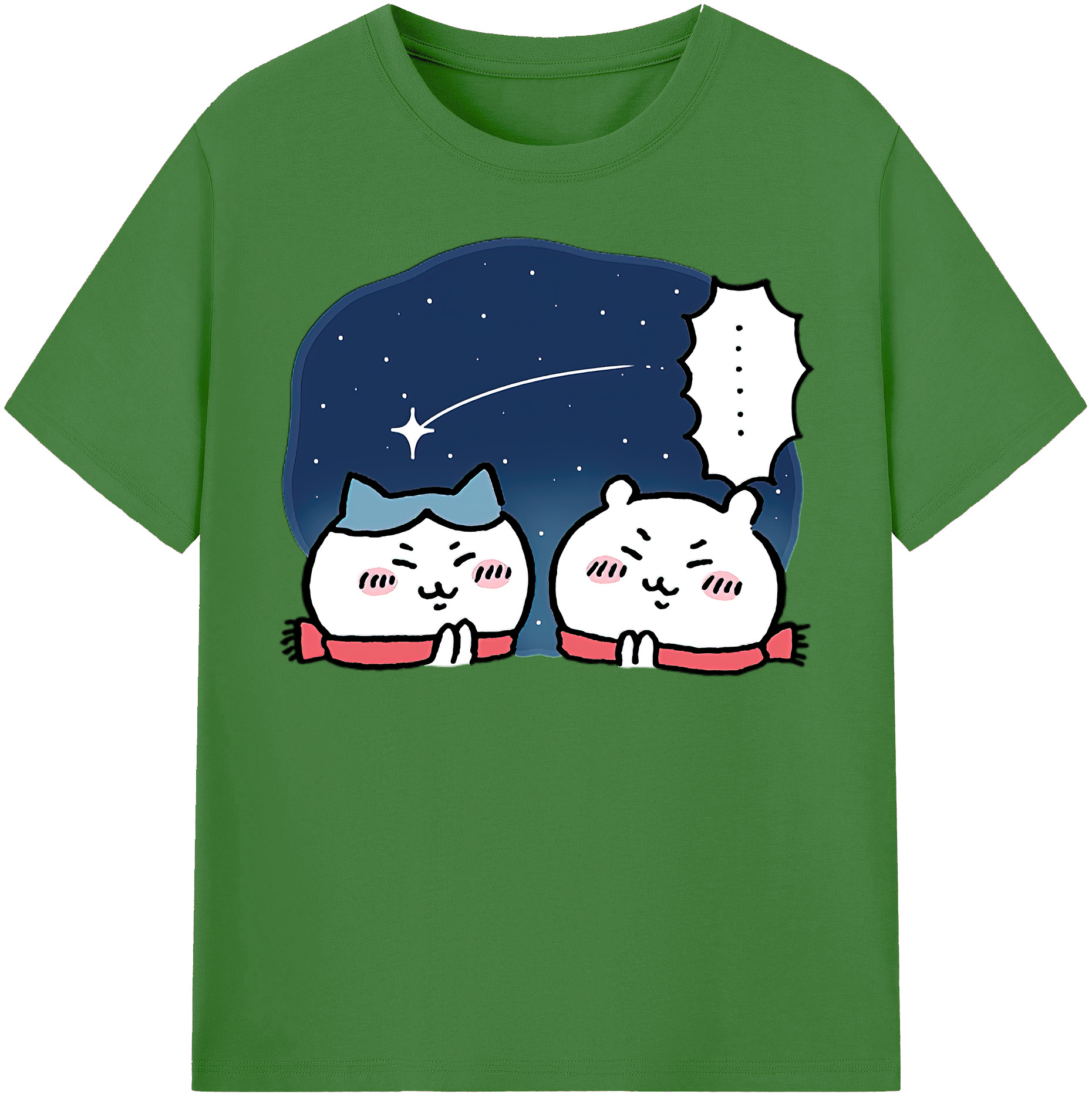（画像用） ちいかわ ハチワレ Chii-kawa hachiware レディースカジュアルプリントTシャツ（綿100％）